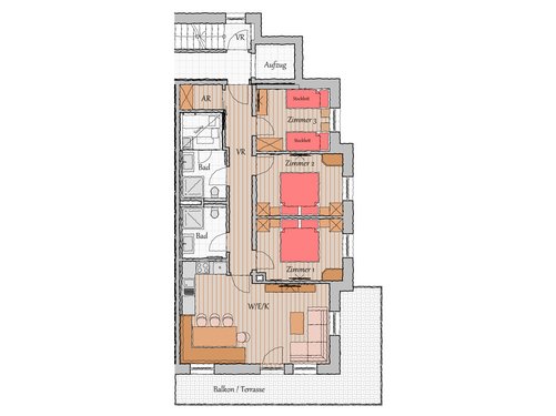 Floor plan Holiday Apartments AppartMO 2 and 4